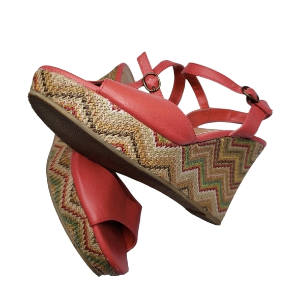 Mudd | Bailey Coral Open Toe Bohemian Beach Woven Espadrille Wedges Women's 8.5 - Picture 5 of 11